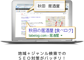 地域+ジャンル検索でのSEO対策がバッチリ！